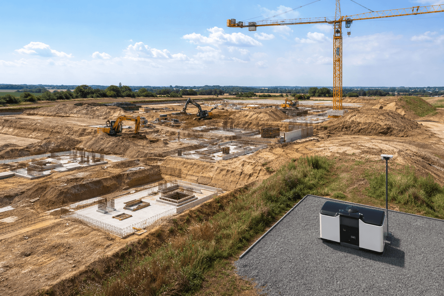 Construction site with dock station — GDDC SITE automated documentation